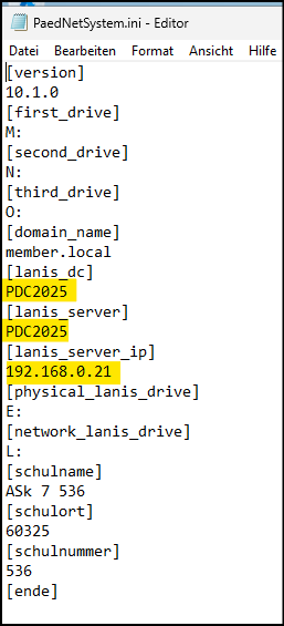 Datei "PaedNetSystem.ini"