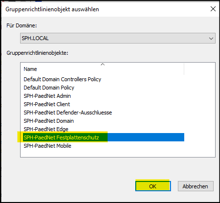 Fenster "Gruppenrichtlinien auswählen"