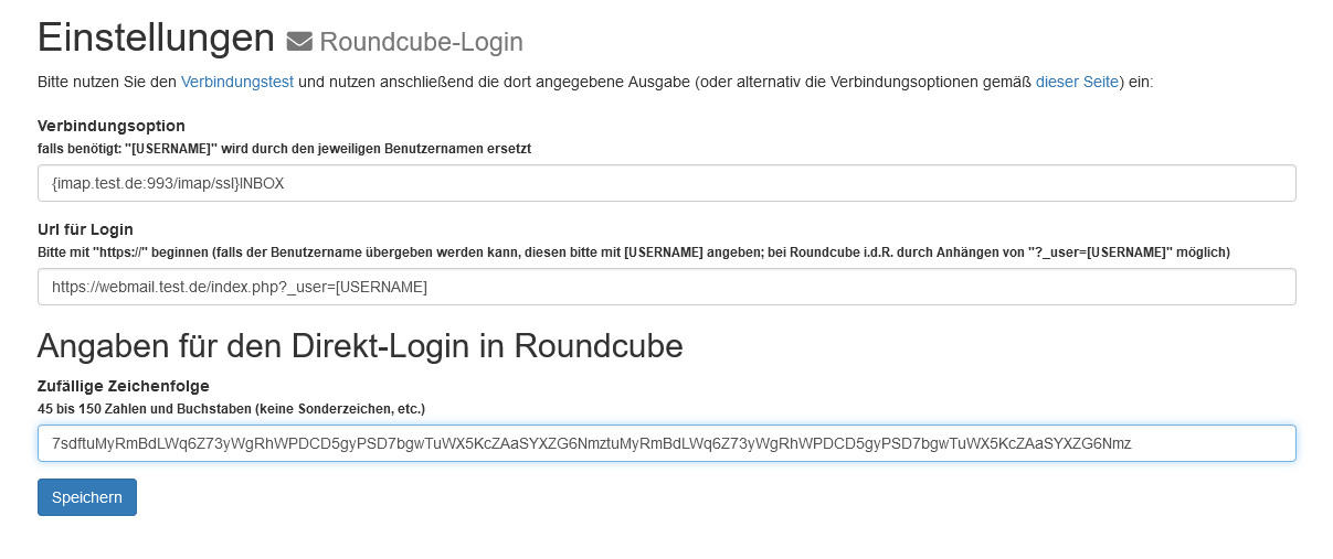 Einstellungen zum Roundcube Login