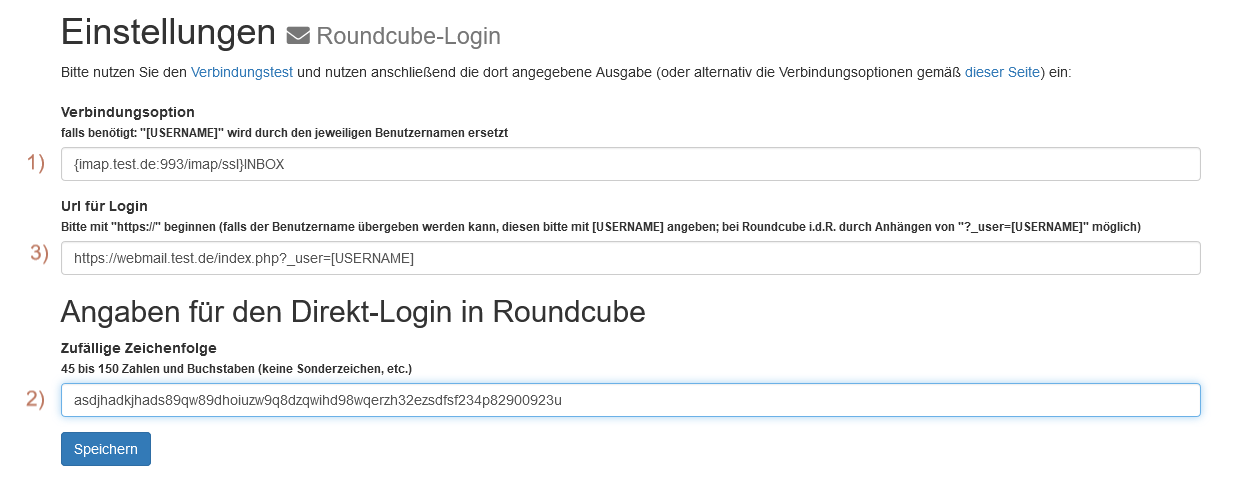 Einstellungen zum Roundcube Login