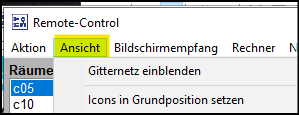 Übersicht Ansicht im Remote Control
