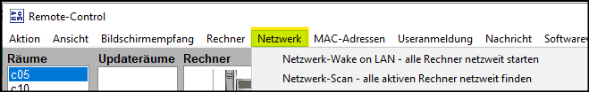 Übersicht Netzwerk im Remote Control