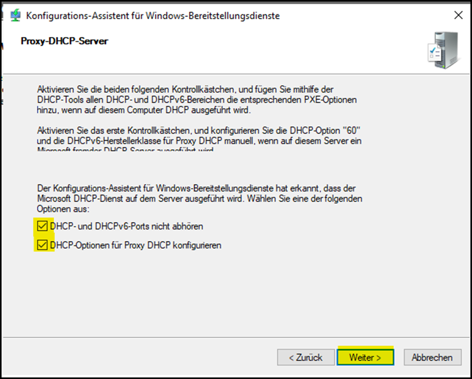 Fenster "Proxy-DHCP-Server"