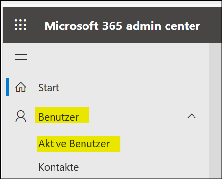 MS365 admin center Aktive Benutzer