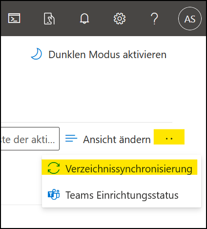 MS365 admin center Verzeichnissynchronisation