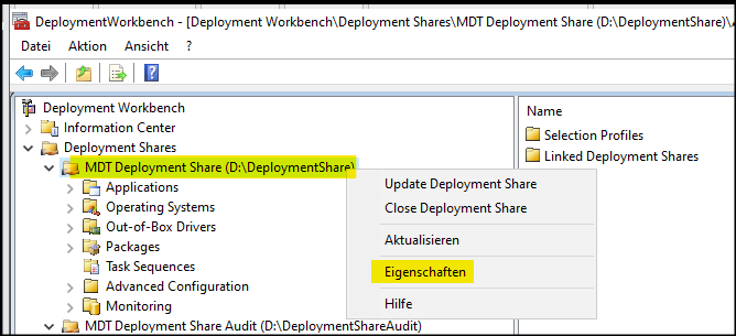 Knoten "MDT Deployment Share"