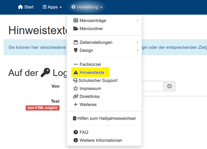 Hinweistexte erstellen