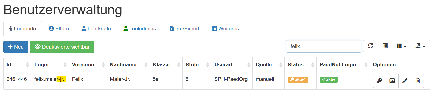 Nutzender in SPH PaedOrg