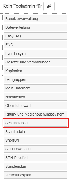 Kein Tooladmin-Fenster