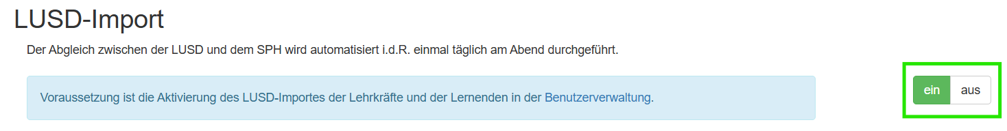 Aktivierung der Lerngruppen-LUSD-Schnittstelle in der Administration der Lerngruppen