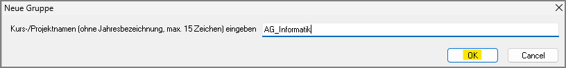 Fenster "Neue Gruppe"