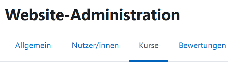Auswahlleiste in der Website-Administration