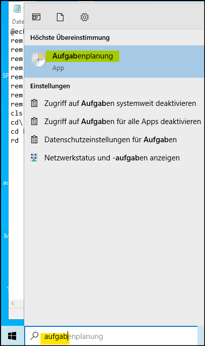 Aufgabenplanung starten