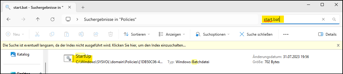Startup.bat suchen