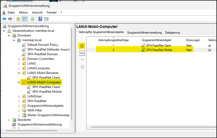 Gruppenrichtlinien auf OU LANiS-Mobil-Computer