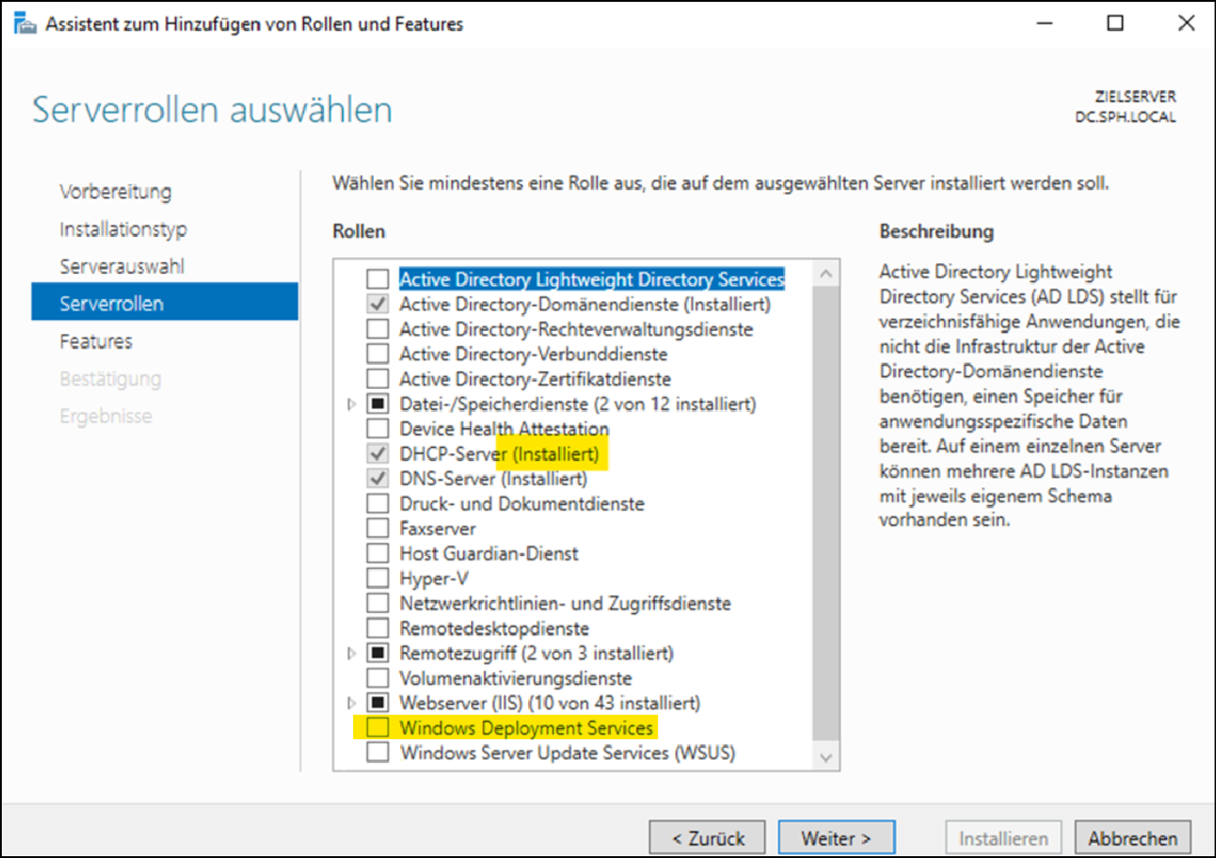 Windows Bereitstellungsdienste installieren 1