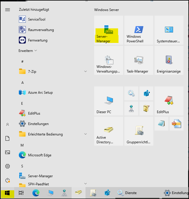 Windows Server-Manager starten