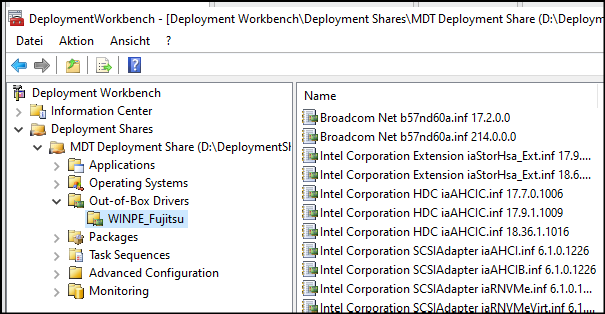 Importierte Windows PE-Boottreiber