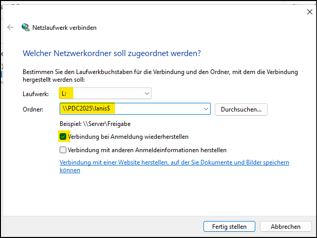 Netzlaufwerk L verbinden