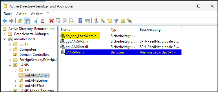 Active Directory => gg_sph_LocalAdmin