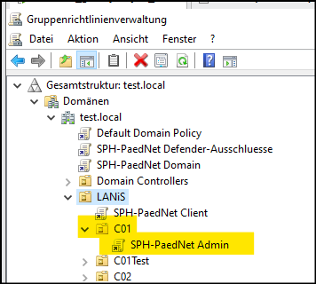 Ergebnis der Gruppenrichtlinienverknüpfung