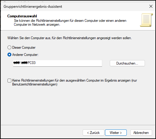 Fenster Computerauswahl