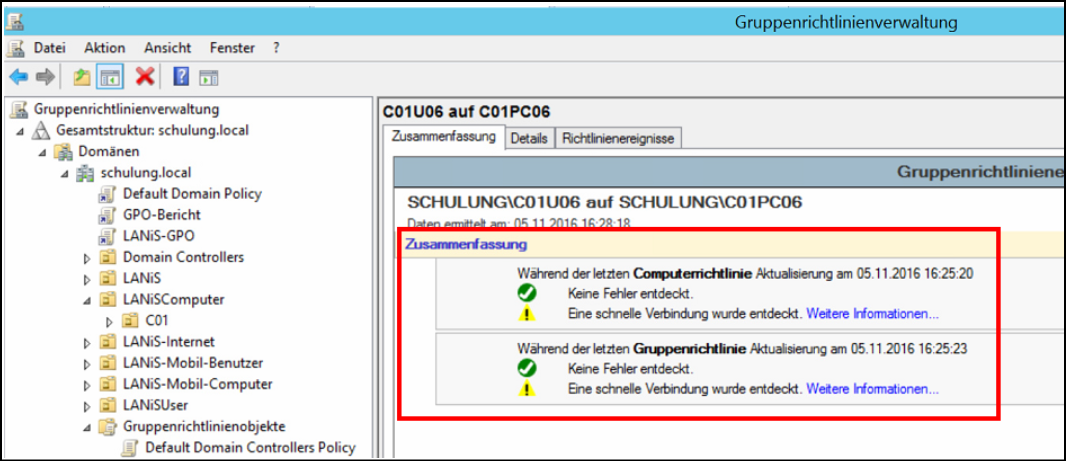 Fehlerfreie Gruppenrichtlinienereignisse