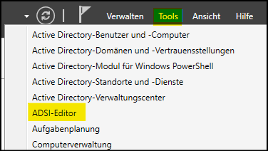 ADSI-Editor aus dem Server-Manager starten