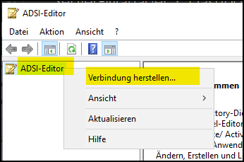 Im ADSI-Editor eine Verbindung herstellen
