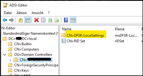 DFSR-Einstellungen im ADSI-Editor