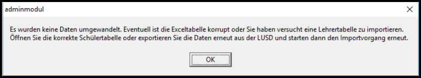 Fehlermeldung Adminmodul