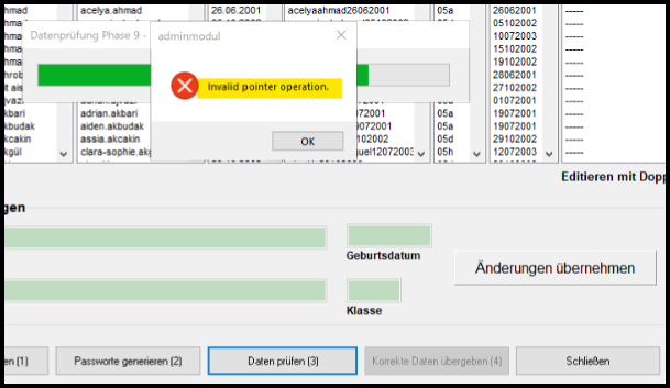 Invalid pointer operation