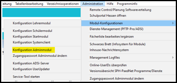 Konfiguration Adminmodul