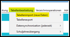 Tabellenbearbeitung Tabellenimport