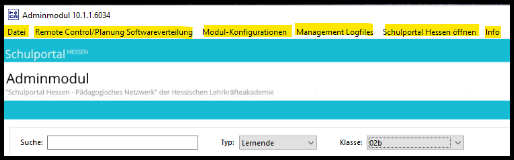 Menüs im Adminmodul