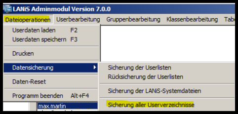Dateioperationen Sicherung aller Userverzeichnisse