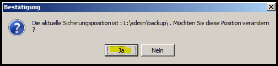 Bestätigungsdialog Sicherungsposition