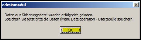 Bestätigungsdialog Sicherungsdatei