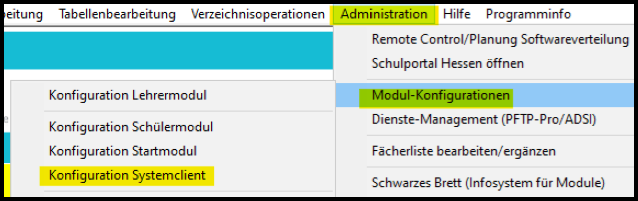 Administration Modul Konfiguration Systemclient