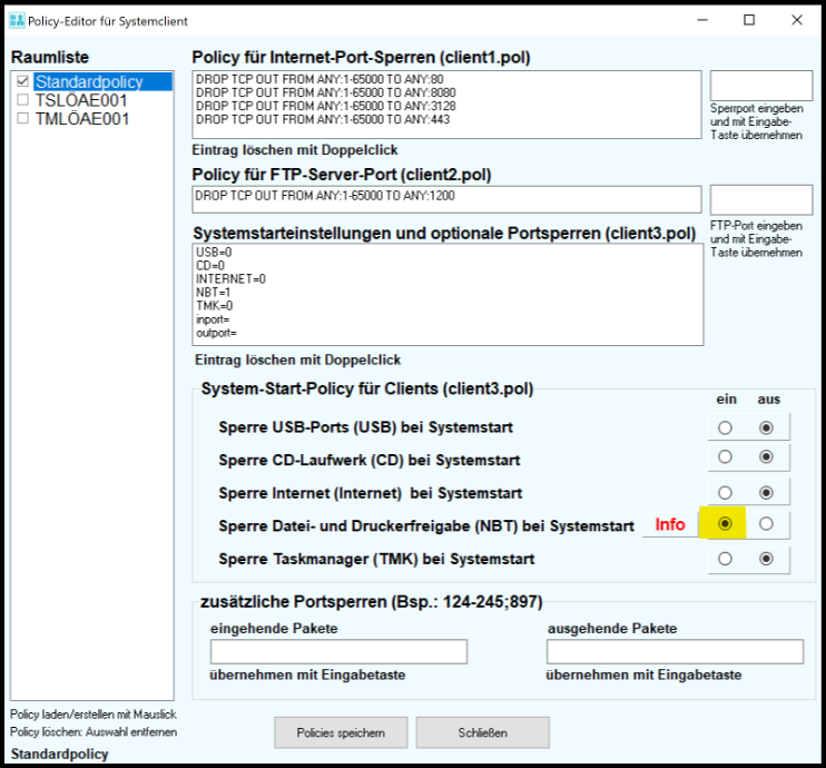 Policy-Editor für Systemclient