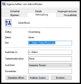Eigenschaften Adminmodul