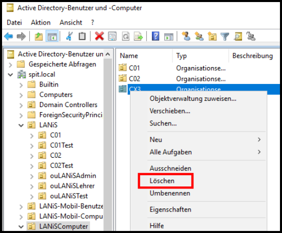 AD Benutzer LanisComputer löschen