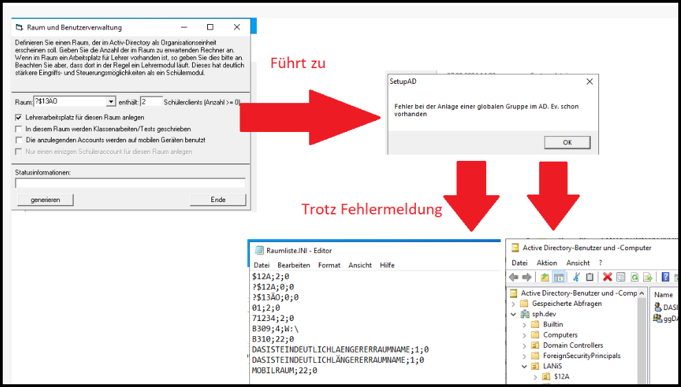 SetupAD mit Fehlermeldung