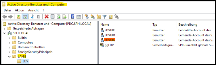ActiveDirectory Lanis Raum