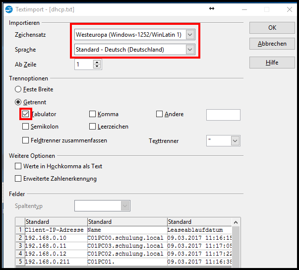 Textimport in OpenOffice Calc