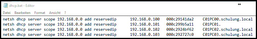 dhcp.bat im Editor