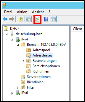 DHCP-Server mit leeren Adressleases