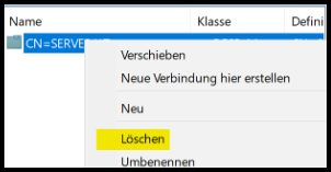 Löschen im ADSI-Editor