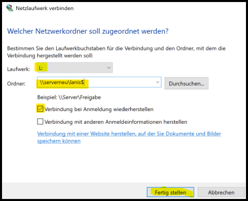 Netzlaufwerk verbinden