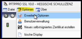 PFTPPro; Optionen; erweiterte Optionen